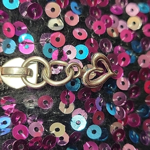 Justice Shimmering Mini Velvety 8" x 4" x 6" Bag Pink Straps Sequins Initial K - Picture 8 of 11